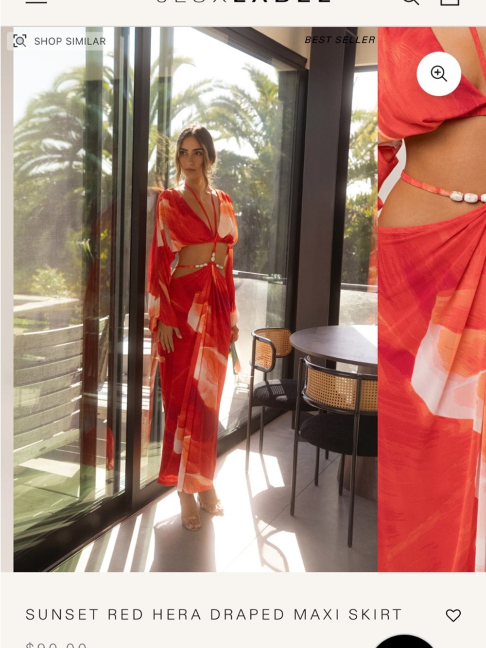 JLUXLABEL- Sunset Red Selene Draped Top - Picture 3 of 12